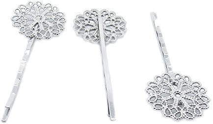 50 Parça Antik Gümüş Kaplama Takı Charms Bulgular Moda Craft Yapımı Işçiliği OS6S2B Çiçek Firkete Hairclip Saç Klip