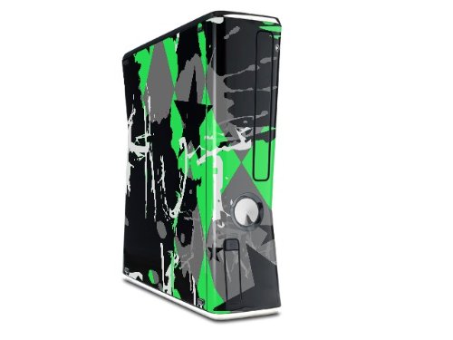 XBOX 360 Slim Dikey için SceneKid Yeşil Çıkartma Stili Cilt (OEM Ambalaj)