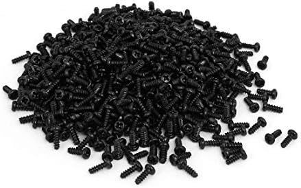 X-DREE M2 x 6mm Metal Phillips Yuvarlak Kafa Kendinden bantlama Vidaları Siyah 1000 adet (Tornillos autorroscantes de cabeza
