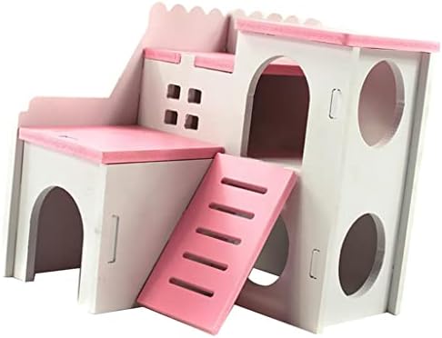 Homyl Hamster Evi İki Katmanlar Tasarım, Hamster Evi Küçük Hayvan Hideout Hut Oyun Oyuncaklar Chews-2 Renk seçmek için-Pembe