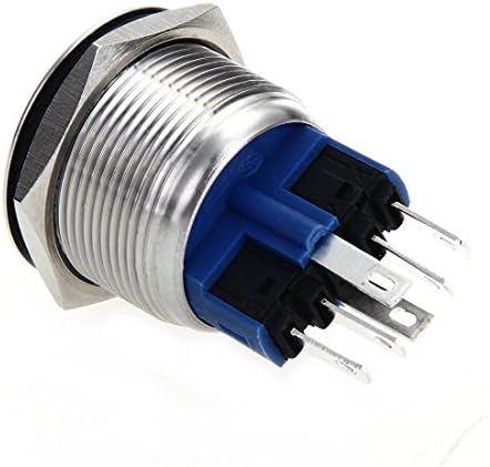 WerFamıly 22mm Anlık basmalı düğme Anahtarı 1NO 1NC SPDT ON / Off Su Geçirmez Paslanmaz Çelik Metal Yuvarlak Mavi LED Melek Göz