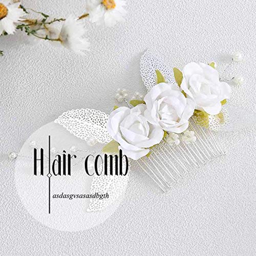 Simsly Gelin İnci Düğün Saç Tarak Çiçek Gelin Saç Parçası Saç Aksesuarları Kadınlar ve Kızlar için (Gümüş)
