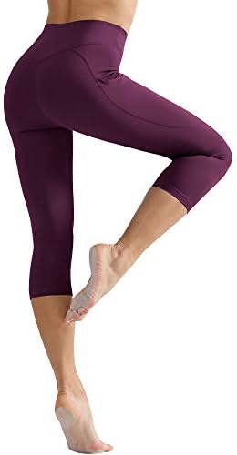 Cadums Yüksek Bel Yoga Pantolon Karın Kontrol Spor Legging Capri ile Kadınlar için Dışarı Cepler