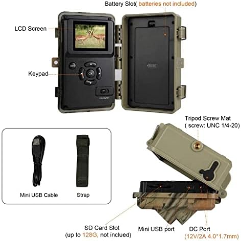 Folgtek Trail Avcılık Kameralar Oyunu Kameralar 20MP 1080 P 120° Geniş Açı, IR Gece Görüş PIR Hareket Aktif, IP66 Su Geçirmez,