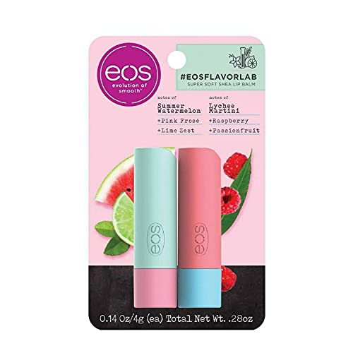eos Flavor Lab Dudak Balsamı Çubukları Karpuz Kireç Frose ' ve Ahududu Lychee 1 Paket (Toplam 0.28 oz)