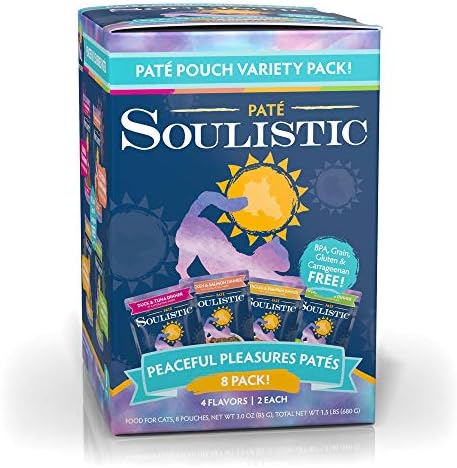 Soulistic Pate Peaceful Pleasures Variety Pack Islak Kedi Maması, 3 oz., 8 Sayısı