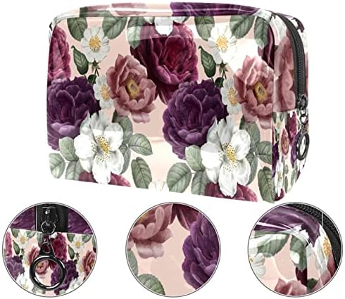 Makyaj çantası Romantik Çiçek Şakayık Büyük Çiçek Baskı Seyahat Depolama Tuvalet Kozmetik Çantası Kadın Kızlar İçin