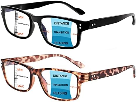 2 Paket Ilerici Multifocus okuma gözlüğü ile bahar menteşe mavi ışık Engelleme Multifokal okuyucular için kadın erkek