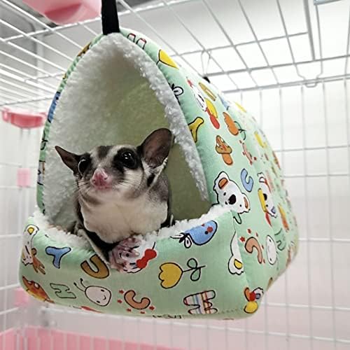 Moda Asılı Sıcak Peluş Sincap Yatak Pet Hamak Pet Uyku Tulumu Hamster Kafesi (8x8 cm, Yeşil)