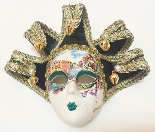 Yeşil Altın Jollini Minyatür Seramik Venedik Maskesi