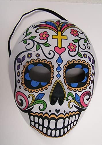 Dia de los Muertos ölü şeker kafatası Cadılar Bayramı maskesi tam yüz ile çapraz