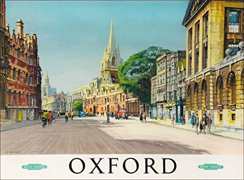 Bir DİLİM ZAMAN Oxford İngiltere İngilizce Birleşik Krallık Büyük Britanya İngiliz Demiryolları Vintage Demiryolu Seyahat Reklam