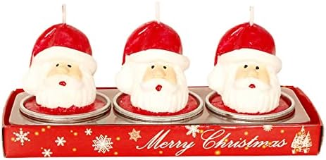Baoblaze Güzel 3 parça Noel Mum Set Dekoratif Parafin çay ışık Süs Taşınabilir Ev Dekor noel arifesi Çocuk Oteller için kadın-Büyük