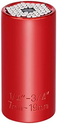 Yohii Evrensel lokma seti, Profesyonel 7mm-19mm / 1 / 4 -3/4 Kavrama lokma seti Cırcır Anahtarı Güç Matkap Adaptörü, Kırmızı