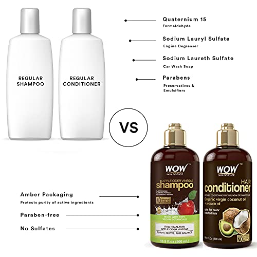 WOW Skin Science Elma Sirkesi Şampuan ve Saç Kremi Seti-Erkekler ve Kadınlar Renkli Saçlar için Doğal Şampuan ve Saç Kremi Seti-Kuru