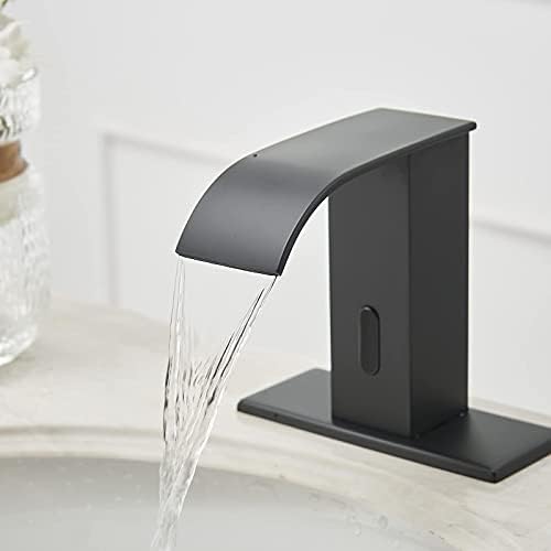 Greenspring Otomatik Sensör Fotoselli Siyah Banyo Bataryası Tek Delikli Kapak Plakası Vanity Eller Serbest Şelale Banyo Kontrol