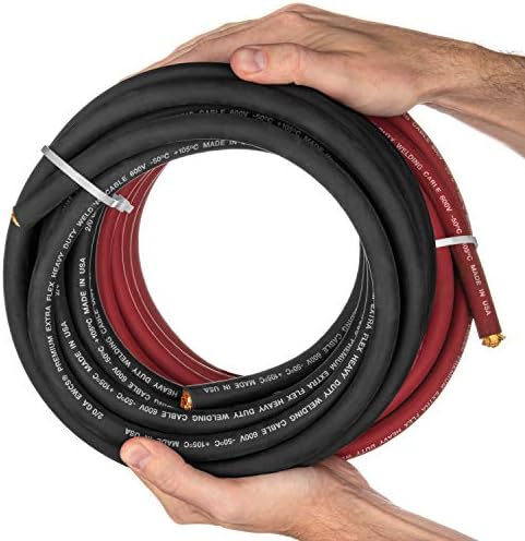 2/0 Ölçer EWCS Marka-15 Ayaklar Her Siyah + Kırmızı -100 % Bakır Prim Endüstriyel Sınıf Ekstra Esnek Kaynak Kablosu 600 Volt