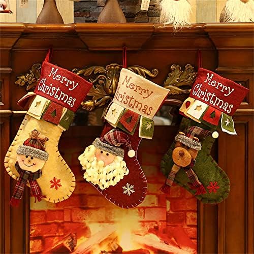 YESWOMAN Noel Çorap Noel Ağacı Süslemeleri Çuval Bezi Noel Çorap Şeker hediye keseleri Asılı Ornanments Ev Dekor Duvar Dekor