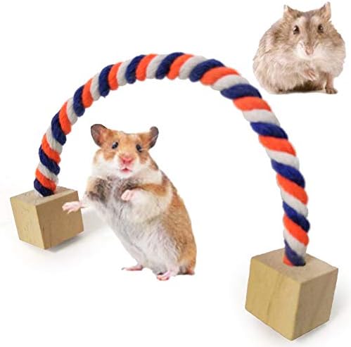 Shuohu Küçük Hayvanlar Hamster / Tavşan / Papağan Ahşap Halter Pamuk Halat Gıda Aperatif Molar Egzersiz çiğneme oyuncağı-Halter