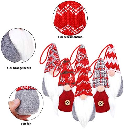 Baodlon Gnome Noel Süsler 6 Set, El Yapımı İsveç Tomte Noel Cüceler Peluş Bebek, iskandinav Santa Elf Masa Süsler, Asılı Noel