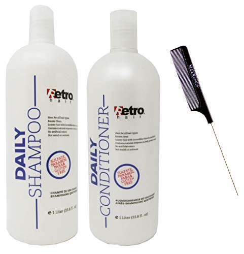 Retro Saç Günlük Şampuan ve Günlük Saç Kremi DUO KİT Seti (Şık Çelik Pimli Sıçan Kuyruğu Tarağı) Retrohair Temizleyici Durumu