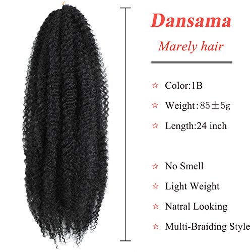 Dansama Marley Saç 24 İnç Marley Büküm Saç Afro Büküm Marley Örgü Saç Sahte Locs için Tığ Saç 3 Paketler Sentetik Saç Uzantıları