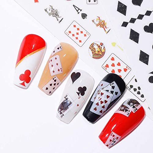 Su geçirmez Ilginç Yapıştırıcı Moda DIY Tırnak Dekorasyon Poker Nail Art Sticker Manikür Iskambil Kartları Tasarım (4)
