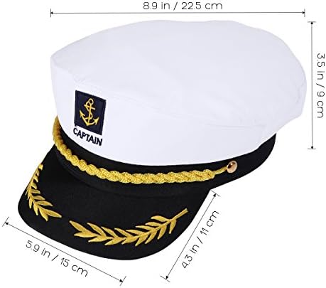 LUOEM Ayarlanabilir Yat Kaptan Şapka Denizciler Deniz Kap Donanma Kaptan Şapka Yetişkin Sailor Cosplay Kostüm Aksesuarı (Beyaz)