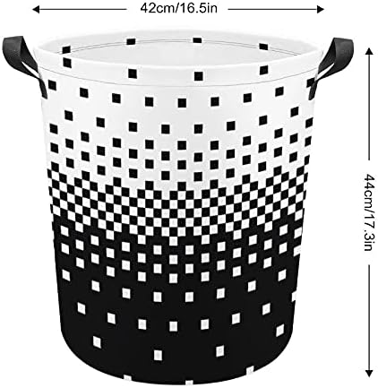 Piksel Degrade Çamaşır Torbası Kolları İle Yuvarlak Sepet Su Geçirmez Depolama Sepeti Katlanabilir 16. 5x17. 3 İnç