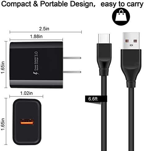 USB C Şarj Cihazı, QC 3.0 Duvar Şarj Cihazı, C Tipi Kablo ile 18W Hızlı Şarj Adaptörü Samsung Galaxy S21 Ultra/S21+ / S20 / S20