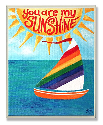 Stupell tarafından Çocuk Odası Sen Benim Güneşimsin Gökkuşağı Yelkenli Dikdörtgen Duvar Plaketi, 11 x 0.5 x 15, Gururla ABD'de