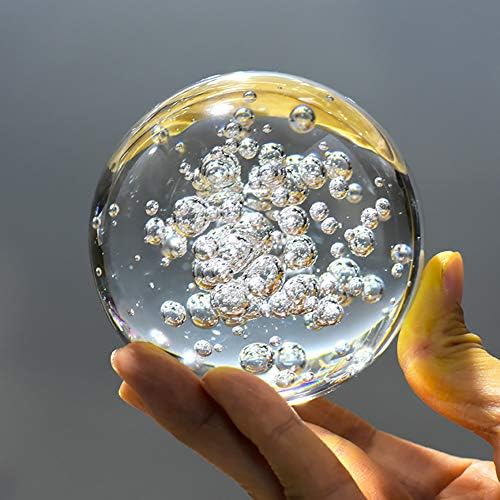ChezMax Kristal 2 inç (50mm) Kabarcık Kristal Top Paperweight Muhteşem Cam Topu Dekoratif Top Lensball Fotoğraf Bakan Kehanet