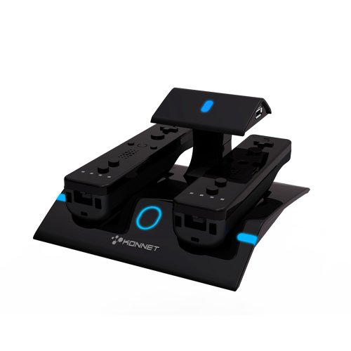KONNET PowerV Duo Wii Kablosuz İndüksiyon Şarj Cihazı, Şarj ve Depolama Yuvası / Kit / İstasyon / İki Uzaktan Kumanda / Konsol