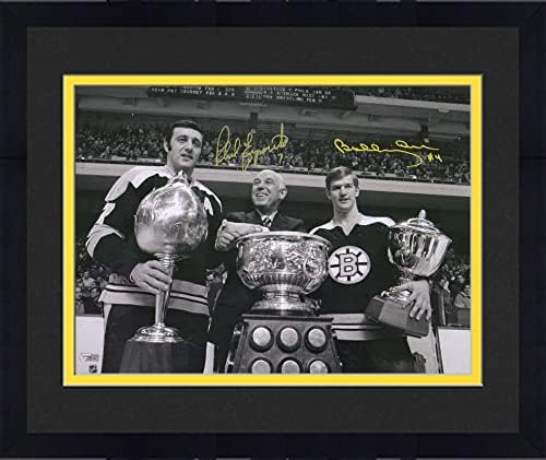 Çerçeveli Bobby Orr & Phil Esposito Boston Bruins İmzalı 16 x 20 Fotoğraf-İmzalı NHL Fotoğrafları