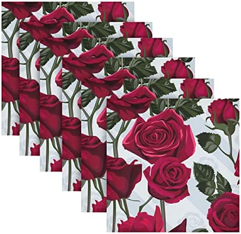 xigua sevgililer Günü Bez Peçeteler 4 ADET Güzel Gül Yemeği Masa Peçete Dekoratif Aile Partisi Restoran Düğün Kullanımı için