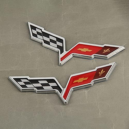2 Adet Ön ve Arka 3D Amblemler Sticker Çapraz Bayrakları Rozeti Chevy 2005-2013 C6 Corvette için