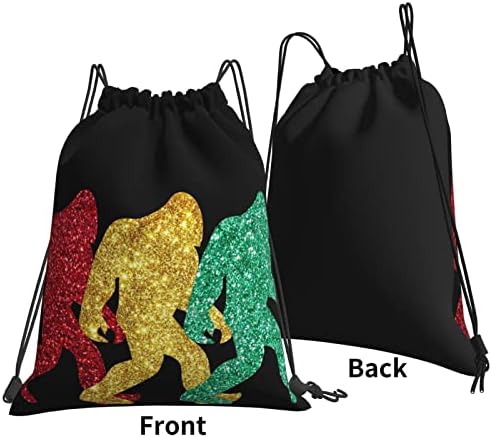 İpli sırt çantası Bigfoot siluet Retro Glitter dize çanta Sackpack spor salonu alışveriş spor Yoga için