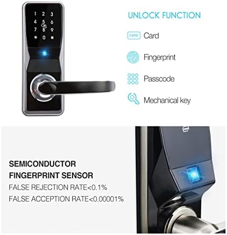 NCWZYY Elektronik Parmak İzi Kapı Kilidi Dijital Akıllı Kapı Kilidi, 2 Kartlı Parmak izi, Şifre, Kart ve Mekanik Anahtarla Açılır