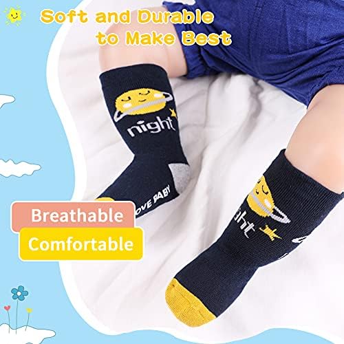 6 Pairs Bebek Çorap Sapları ile Çocuk Yürümeye Başlayan Kış Sıcak Kalın Pamuk Kaymaz Çocuk Erkek Kız Termal Havlu Çorap