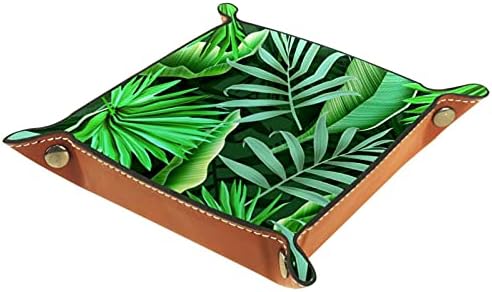Deri vale Tepsi Çok Amaçlı saklama kutusu Tepsi Organizatör depolama için Kullanılan küçük aksesuarlar, palmiye yaprağı yeşil
