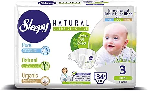 SOHO / Sleepy Doğal Bebek Bezi, Organik Pamuk ve Bambu Özünden Üretilmiştir, Maksimum Konfor ve Kuruluk– - Tek Kullanımlık Çocuk