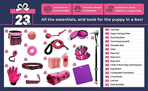 Setonware Puppy Starter Kit - Köpek Malzemeleri, Aksesuarlar. Yavrular için 23 adet Kit, Yeni Kız Yavruları için Besleme Kaseleri,