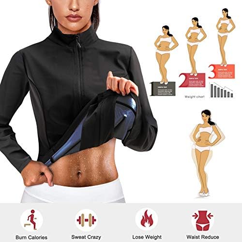 URSEXYLY Kadınlar Sıcak Ter Sauna Takım Bel Eğitmen Ceket Fitness Egzersiz Vücut Şekillendirici Fermuar Gömlek Egzersiz Uzun
