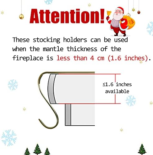 Edoneery Stocking Sahipleri için Manto Seti 4 Noel Stocking Tutucu Noel Stocking Hooks için Şömine Manto(Siyah)
