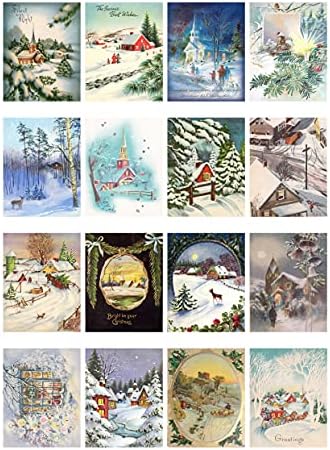 Dekupaj Kağıt Paketi (21 Yaprak 6 x 8) noel Kış Manzara FLONZ Vintage Tarz Noel Resimleri Kartları için Dekupaj, Zanaat ve Scrapbooking