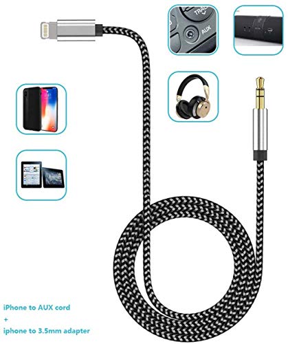 [Apple MFi Sertifikalı] Aux Kablosu iPhone ile Uyumlu, Yıldırım 3.5 mm Ses Stereo Kablosu iPhone için Uyumlu 12/12 Pro/11 / XS