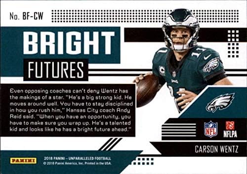 2018 Eşsiz Parlak Futures Futbolu 10 Carson Wentz Philadelphia Eagles Panini'den Resmi NFL Ticaret Kartı