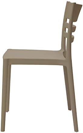 Basics Koyu Bej, Kolsuz Arkalıklı Yemek Sandalyesi-2'li Set, Premium Plastik