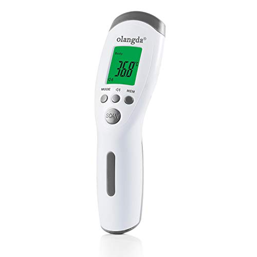 OLANGDA Yetişkinler için No-Touch Alın Termometresi, Vücut Termometresi ve Yüzey Termometresi 2'si 1 arada, Doğru LCD Ekranlı