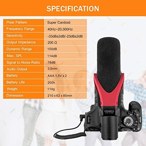 Kamera Mikrofon, Comica CVM-V30 PRO Profesyonel Video Mikrofon ile Rüzgar Muff, Süper Kardioid Av Tüfeği Mikrofon Canon Nikon